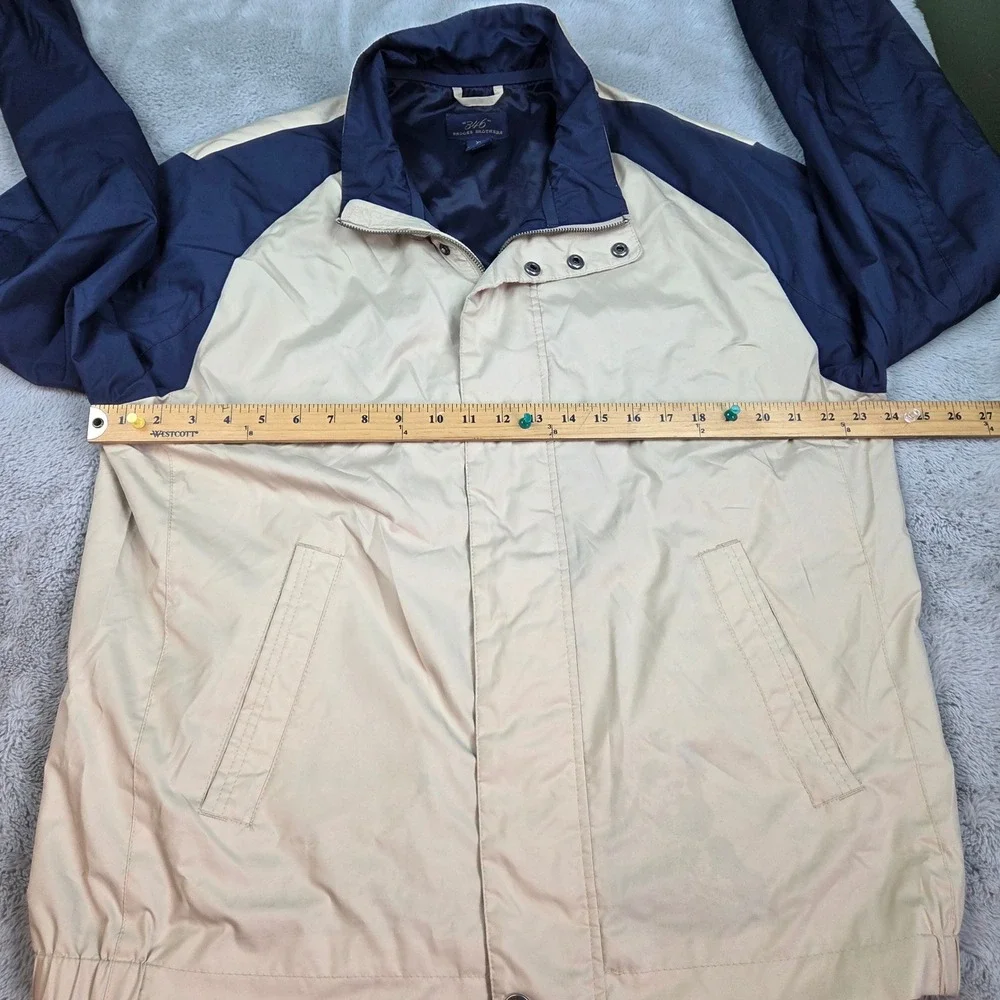 VTG Brooks Brothers 346 Bomber Jacket Harrington Mens XL Windbreaker Tan Blue